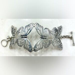 Fossil Silver Butterfly Link Bracelet with Toggle Clasp